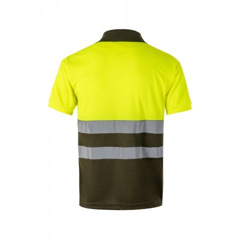 VL CUPID. Polo bicolor ojo de p&aacute;jaro (160g/m&sup2;) con manga corta, en poli&eacute;ster (100%) - Verde militar/Amarillo