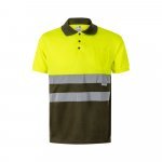VL CUPID. Polo bicolor ojo de p&aacute;jaro (160g/m&sup2;) con manga corta, en poli&eacute;ster (100%) - Verde militar/Amarillo
