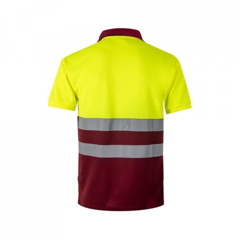 VL CUPID. Polo bicolor ojo de p&aacute;jaro (160g/m&sup2;) con manga corta, en poli&eacute;ster (100%) - Burdeos/Amarillo