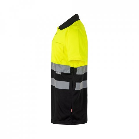 VL CUPID LARGE. Zweifarbiges Poloshirt im Bird-Eye-Design (160g/m&sup2;) mit kurzen &Auml;rmeln, aus Polyester (100%) - Schwarz/Gelb