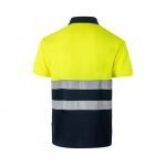 VL CUPID LARGE. Zweifarbiges Poloshirt im Bird-Eye-Design (160g/m&sup2;) mit kurzen &Auml;rmeln, aus Polyester (100%) - Marineblau/Gelb