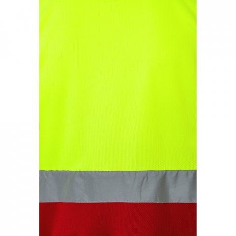 VL CUPID LARGE. Zweifarbiges Poloshirt im Bird-Eye-Design (160g/m&sup2;) mit kurzen &Auml;rmeln, aus Polyester (100%) - Rot/Gelb