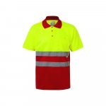 VL CUPID LARGE. Zweifarbiges Poloshirt im Bird-Eye-Design (160g/m&sup2;) mit kurzen &Auml;rmeln, aus Polyester (100%) - Rot/Gelb