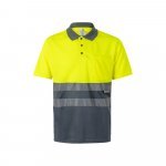 VL CUPID LARGE. Zweifarbiges Poloshirt im Bird-Eye-Design (160g/m&sup2;) mit kurzen &Auml;rmeln, aus Polyester (100%) - Grau/Gelb
