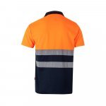 VL CUPID LARGE. Zweifarbiges Poloshirt im Bird-Eye-Design (160g/m&sup2;) mit kurzen &Auml;rmeln, aus Polyester (100%) - Marineblau/Orange
