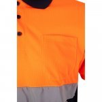 VL CUPID LARGE. Zweifarbiges Poloshirt im Bird-Eye-Design (160g/m&sup2;) mit kurzen &Auml;rmeln, aus Polyester (100%) - Marineblau/Orange