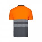 VL CUPID LARGE. Zweifarbiges Poloshirt im Bird-Eye-Design (160g/m&sup2;) mit kurzen &Auml;rmeln, aus Polyester (100%) - Grau/Orange