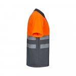 VL CUPID LARGE. Zweifarbiges Poloshirt im Bird-Eye-Design (160g/m&sup2;) mit kurzen &Auml;rmeln, aus Polyester (100%) - Grau/Orange