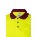 VL CUPID LARGE. Zweifarbiges Poloshirt im Bird-Eye-Design (160g/m&sup2;) mit kurzen &Auml;rmeln, aus Polyester (100%) - Burgunder/Gelb