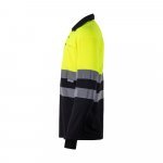 VL VULCAN. Polo bicolor ojo de p&aacute;jaro (160g/m&sup2;) con manga larga, en poli&eacute;ster (100%) - Negro/Amarillo