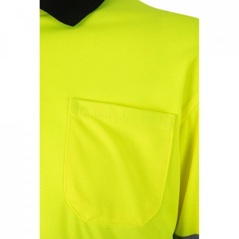 VL VULCAN. Polo bicolor ojo de p&aacute;jaro (160g/m&sup2;) con manga larga, en poli&eacute;ster (100%) - Negro/Amarillo