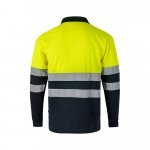 VL VULCAN. Polo bicolor ojo de p&aacute;jaro (160g/m&sup2;) con manga larga, en poli&eacute;ster (100%) - Azul marino/Amarillo