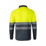 VL VULCAN. Polo bicolor ojo de p&aacute;jaro (160g/m&sup2;) con manga larga, en poli&eacute;ster (100%) - Gris/Amarillo