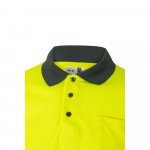 VL VULCAN. Polo bicolor ojo de p&aacute;jaro (160g/m&sup2;) con manga larga, en poli&eacute;ster (100%) - Gris/Amarillo