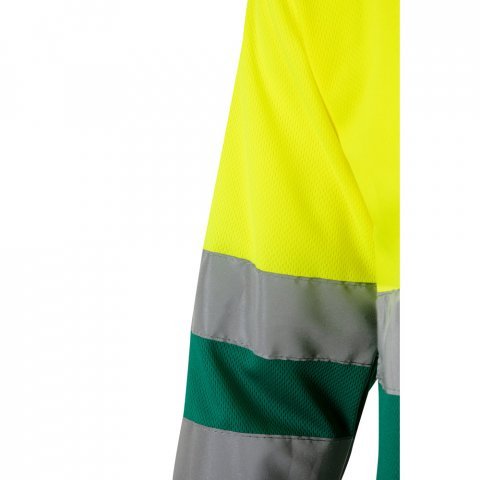 VL VULCAN. Polo bicolor ojo de p&aacute;jaro (160g/m&sup2;) con manga larga, en poli&eacute;ster (100%) - Verde/Amarillo