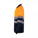 VL VULCAN. Polo bicolor ojo de p&aacute;jaro (160g/m&sup2;) con manga larga, en poli&eacute;ster (100%) - Azul marino/Naranja
