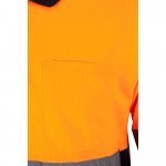 VL VULCAN. Polo bicolor ojo de p&aacute;jaro (160g/m&sup2;) con manga larga, en poli&eacute;ster (100%) - Azul marino/Naranja