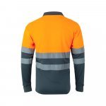 VL VULCAN. Polo bicolor ojo de p&aacute;jaro (160g/m&sup2;) con manga larga, en poli&eacute;ster (100%) - Gris/Naranja