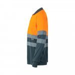 VL VULCAN. Polo bicolor ojo de p&aacute;jaro (160g/m&sup2;) con manga larga, en poli&eacute;ster (100%) - Gris/Naranja