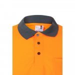 VL VULCAN. Polo bicolor ojo de p&aacute;jaro (160g/m&sup2;) con manga larga, en poli&eacute;ster (100%) - Gris/Naranja