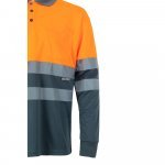 VL VULCAN. Polo bicolor ojo de p&aacute;jaro (160g/m&sup2;) con manga larga, en poli&eacute;ster (100%) - Gris/Naranja