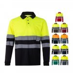 VL VULCAN. Polo bicolor ojo de p&aacute;jaro (160g/m&sup2;) con manga larga, en poli&eacute;ster (100%)