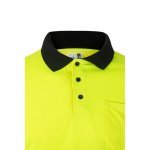 VL VULCAN LARGE. Polo bicolor bird-eye (160g/m&sup2;) de manga comprida, em poli&eacute;ster (100%) - Preto/Amarelo