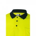 VL VULCAN LARGE. Polo bicolor bird-eye (160g/m&sup2;) de manga comprida, em poli&eacute;ster (100%) - Azul marinho/Amarelo