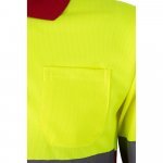 VL VULCAN LARGE. Polo bicolor bird-eye (160g/m&sup2;) de manga comprida, em poli&eacute;ster (100%) - Vermelho/Amarelo