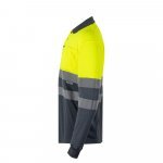 VL VULCAN LARGE. Polo bicolor bird-eye (160g/m&sup2;) de manga comprida, em poli&eacute;ster (100%) - Cinzento/Amarelo