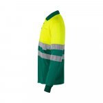 VL VULCAN LARGE. Polo bicolor bird-eye (160g/m&sup2;) de manga comprida, em poli&eacute;ster (100%) - Verde/Amarelo
