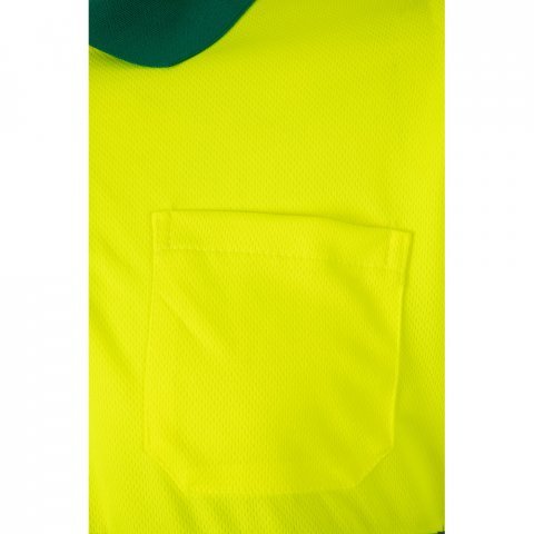 VL VULCAN LARGE. Polo bicolor bird-eye (160g/m&sup2;) de manga comprida, em poli&eacute;ster (100%) - Verde/Amarelo