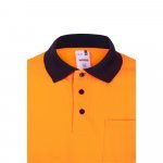 VL VULCAN LARGE. Polo bicolor bird-eye (160g/m&sup2;) de manga comprida, em poli&eacute;ster (100%) - Azul marinho/Laranja