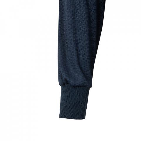 VL VULCAN LARGE. Polo bicolor bird-eye (160g/m&sup2;) de manga comprida, em poli&eacute;ster (100%) - Azul marinho/Laranja