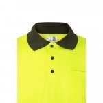 VL VULCAN LARGE. Polo bicolor bird-eye (160g/m&sup2;) de manga comprida, em poli&eacute;ster (100%) - Verde tropa/Amarelo