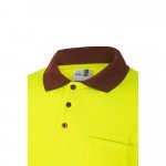 VL VULCAN LARGE. Polo bicolor bird-eye (160g/m&sup2;) de manga comprida, em poli&eacute;ster (100%) - Bordeaux/Amarelo