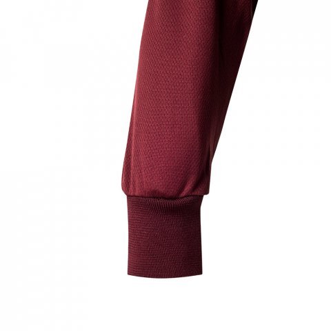 VL VULCAN LARGE. Polo bicolor bird-eye (160g/m&sup2;) de manga comprida, em poli&eacute;ster (100%) - Bordeaux/Amarelo