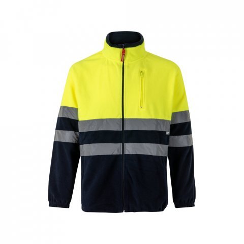 VL EROS. Casaco polar bicolor (280g/m&sup2;), em poli&eacute;ster (100%) - Azul marinho/Amarelo