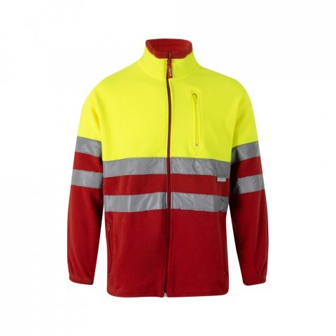 VL EROS. Casaco polar bicolor (280g/m&sup2;), em poli&eacute;ster (100%) - Vermelho/Amarelo