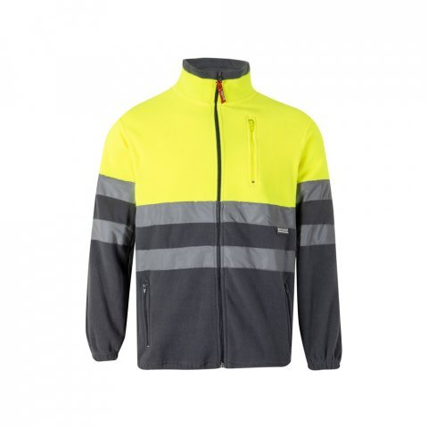 VL EROS. Casaco polar bicolor (280g/m&sup2;), em poli&eacute;ster (100%) - Cinzento/Amarelo
