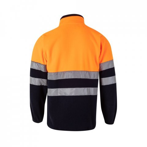 VL EROS. Casaco polar bicolor (280g/m&sup2;), em poli&eacute;ster (100%) - Azul marinho/Laranja