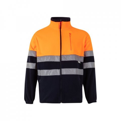 VL EROS. Casaco polar bicolor (280g/m&sup2;), em poli&eacute;ster (100%) - Azul marinho/Laranja