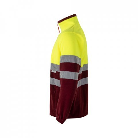 VL EROS. Casaco polar bicolor (280g/m&sup2;), em poli&eacute;ster (100%) - Bordeaux/Amarelo