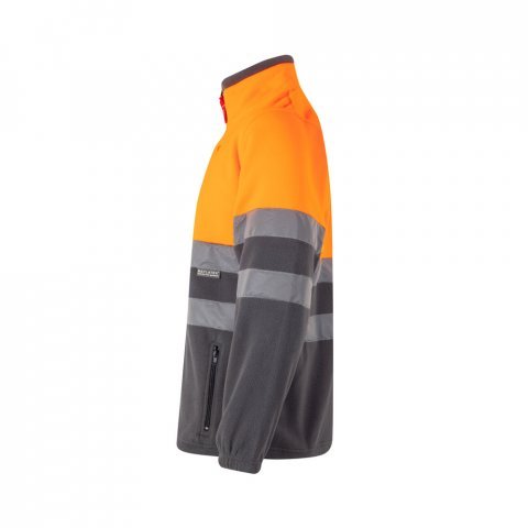 VL EROS LARGE. Two-tone fleece jacket (280g/m&sup2;), in polyester (100%) - Grey/Orange