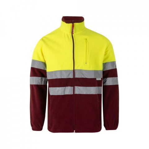 VL EROS LARGE. Two-tone fleece jacket (280g/m&sup2;), in polyester (100%) - Burgundy/Yellow
