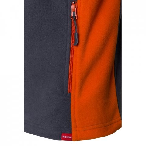 VL GERAS. Jachetă fleece bicoloră (220g/m&sup2;) din poliester (100%) - Gri/Portocaliu