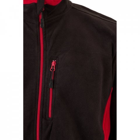 VL GERAS. Jachetă fleece bicoloră (220g/m&sup2;) din poliester (100%) - Negru/Roșu