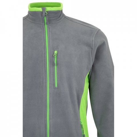 VL GERAS. Jachetă fleece bicoloră (220g/m&sup2;) din poliester (100%) - Gri/Verde