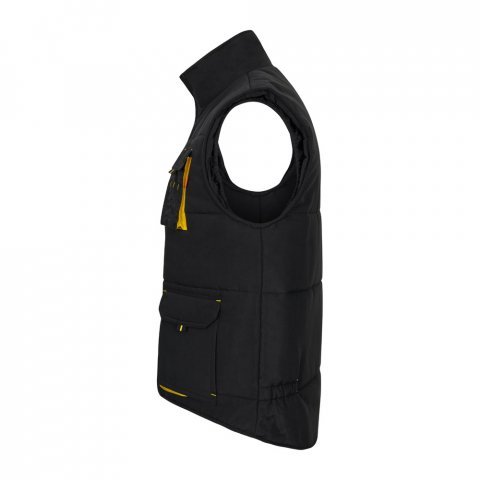 VL NERGAL. Colete acolchoado, bicolor multibolsos (120g/m&sup2;), em poli&eacute;ster (100%) - Preto/Amarelo