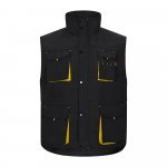 VL NERGAL. Colete acolchoado, bicolor multibolsos (120g/m&sup2;), em poli&eacute;ster (100%) - Preto/Amarelo